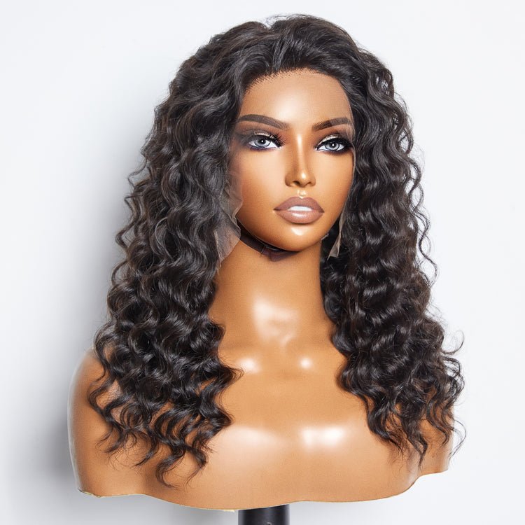 Glueless 3D Cap Pre - bleached Loose Deep 13x4 Transparent Lace Front Wig 150% Density - Lordess Beauty