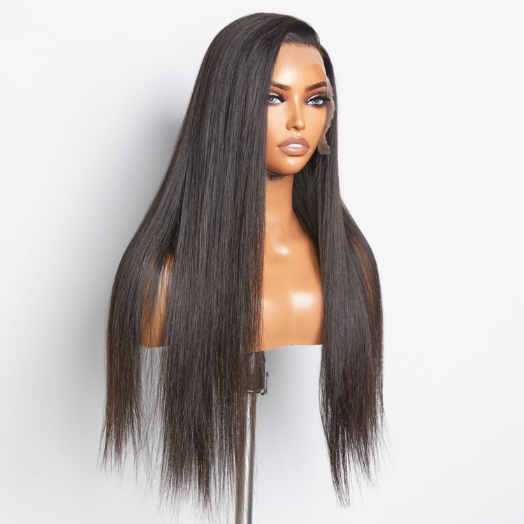 Glueless 3D Cap Pre - bleached Straight 13x4 Transparent Lace Front Wig 150% Density - Lordess Beauty