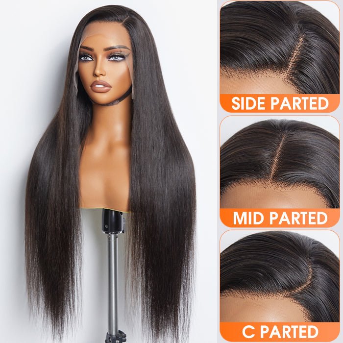 Glueless 3D Cap Pre - bleached Straight 13x4 Transparent Lace Front Wig 150% Density - Lordess Beauty