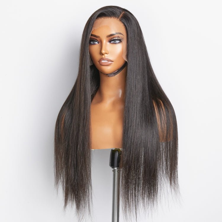 Glueless 3D Cap Pre - bleached Straight 13x4 Transparent Lace Front Wig 150% Density - Lordess Beauty