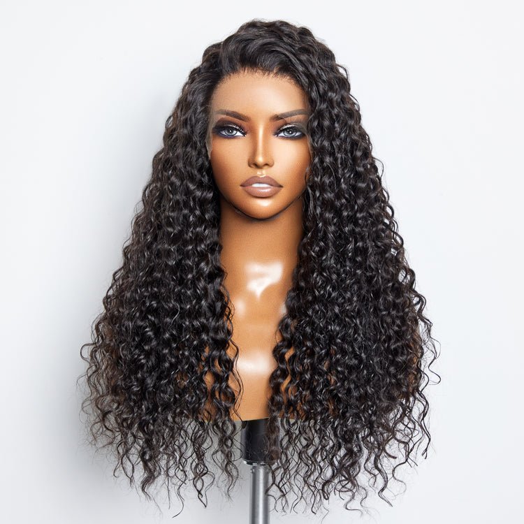 Glueless 3D Cap Pre - bleached Water Wave 13x4 Transparent Lace Front Wig 150% Density - Lordess Beauty