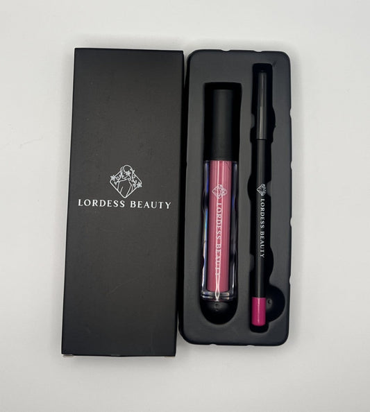 Magenta Duo: Liquid Lipstick & Lip Liner Set - Lordess Beauty