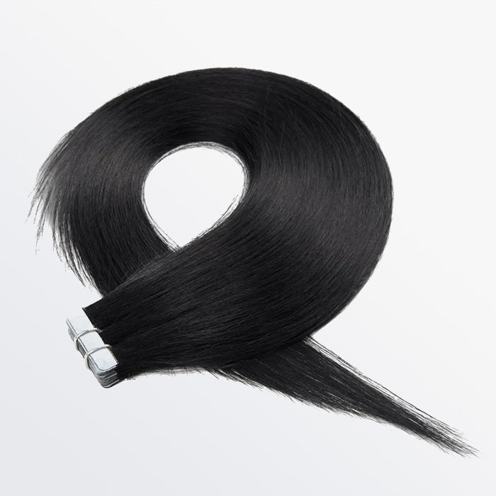 Premium Quality Straight Tape In Remy Hair Extensions 1 Jet Black - Lordess Beauty