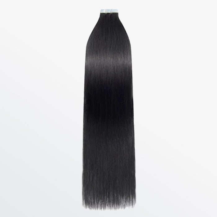 Premium Quality Straight Tape In Remy Hair Extensions 1 Jet Black - Lordess Beauty
