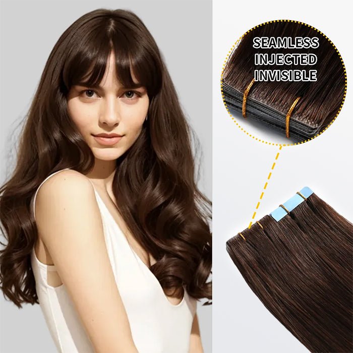 Seamless Injected Hand - Tied Invisible Tape In Hair Extension 20Pcs Virgin Human Hair - Lordess Beauty